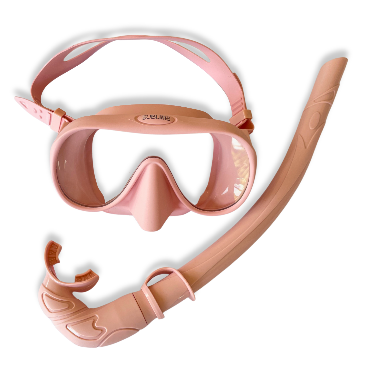 Wave Pink Diving Scuba Mask Fins Snorkeling Combo Set Dry Top Snorkel